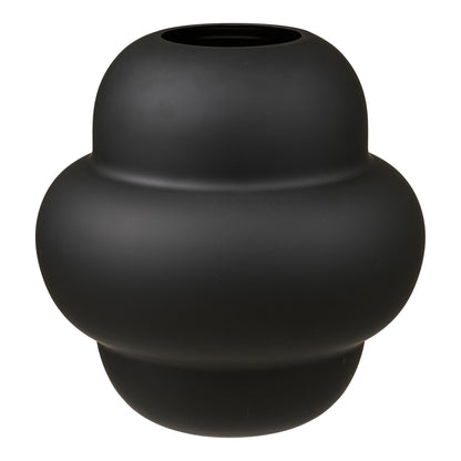Vase - vase, munn -blåt glass, svart ø21x20 cm
