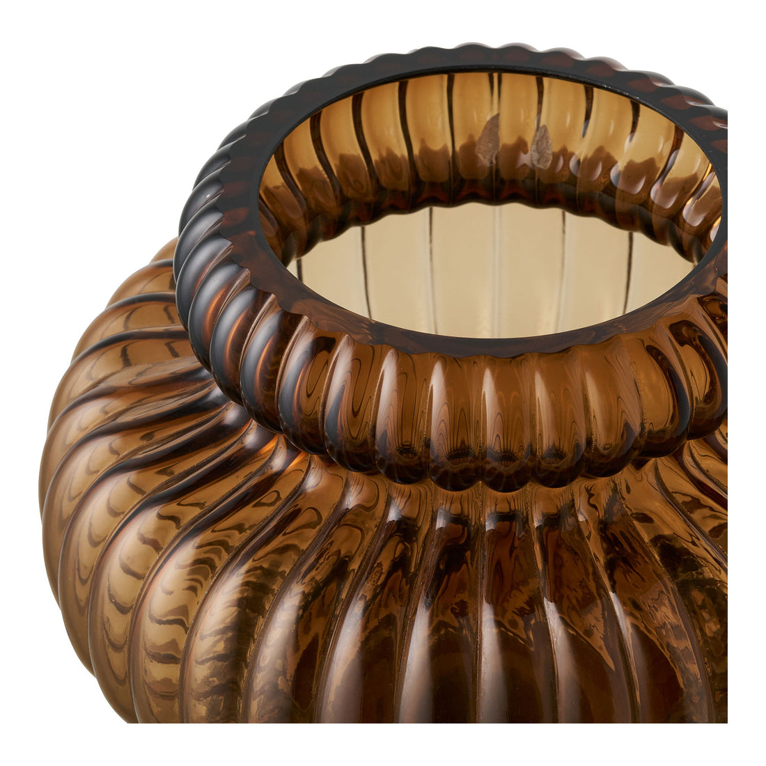 Vase - vase, munn -blåst glass, røkt brunt ø20x16 cm