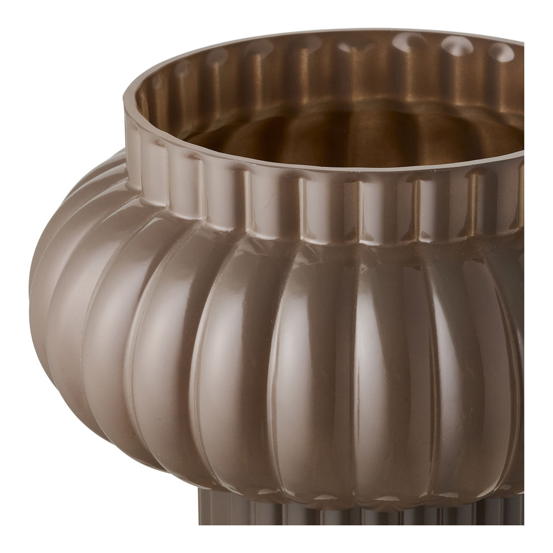 Vase - vase, munn -blåt glass, brunt ø27x27 cm