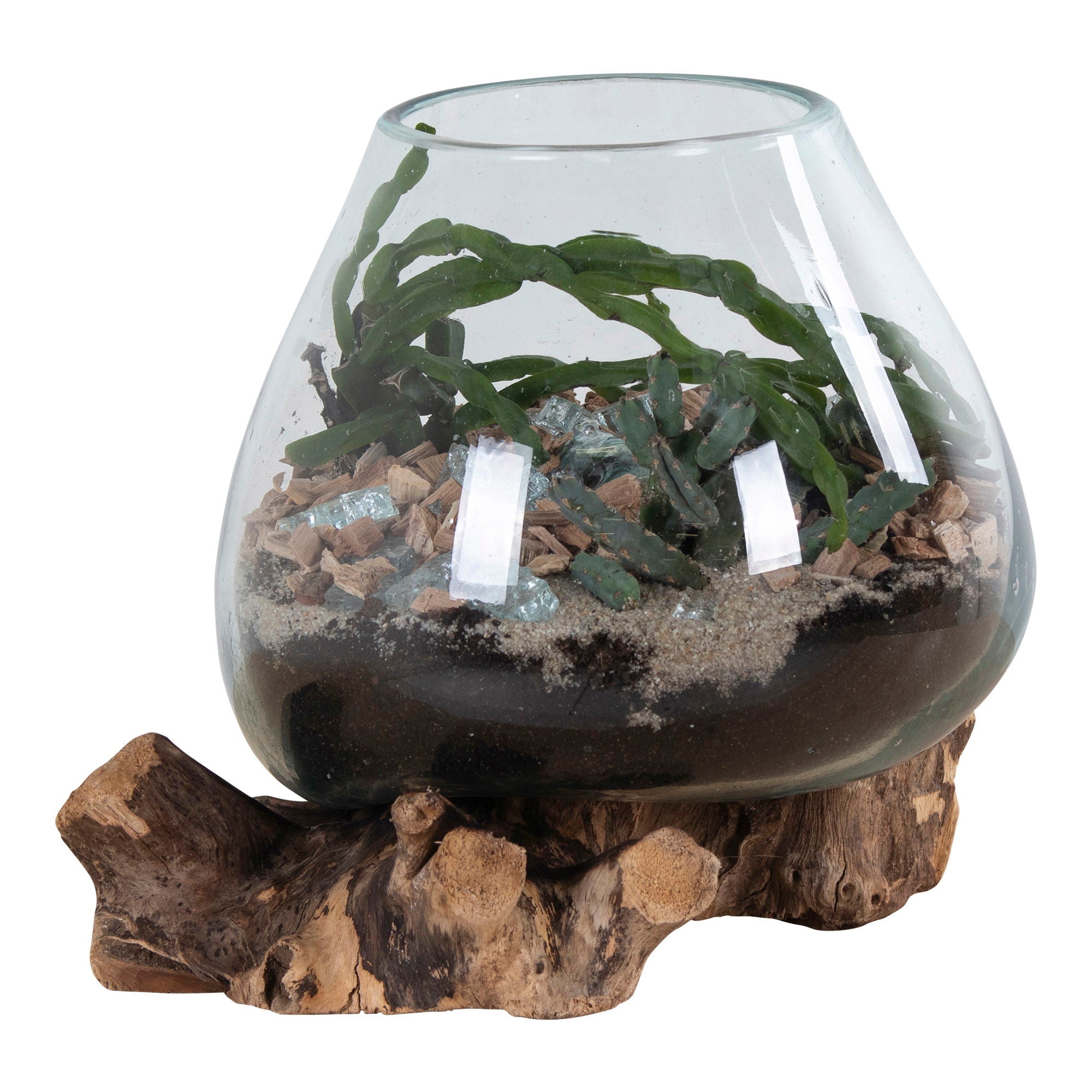 San Marino Waterdrop - Vannfall i teak og glass, natur, H15-20 cm