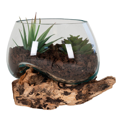 San Marino Waterdrop - vannfall i teak og glass, natur, H15 cm