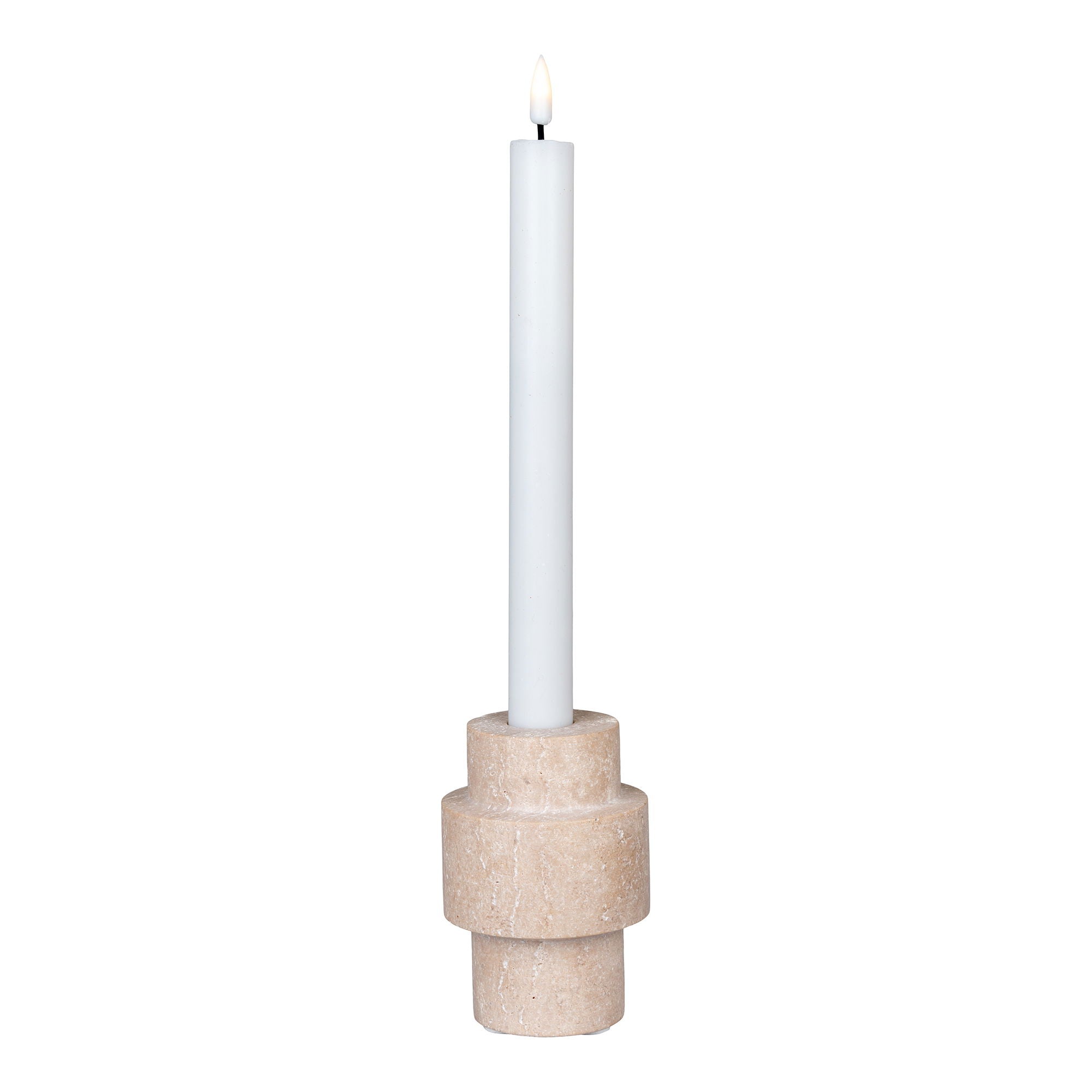 Candlestick - Candlestick, Travertine, Nature, Ø7X10 CM