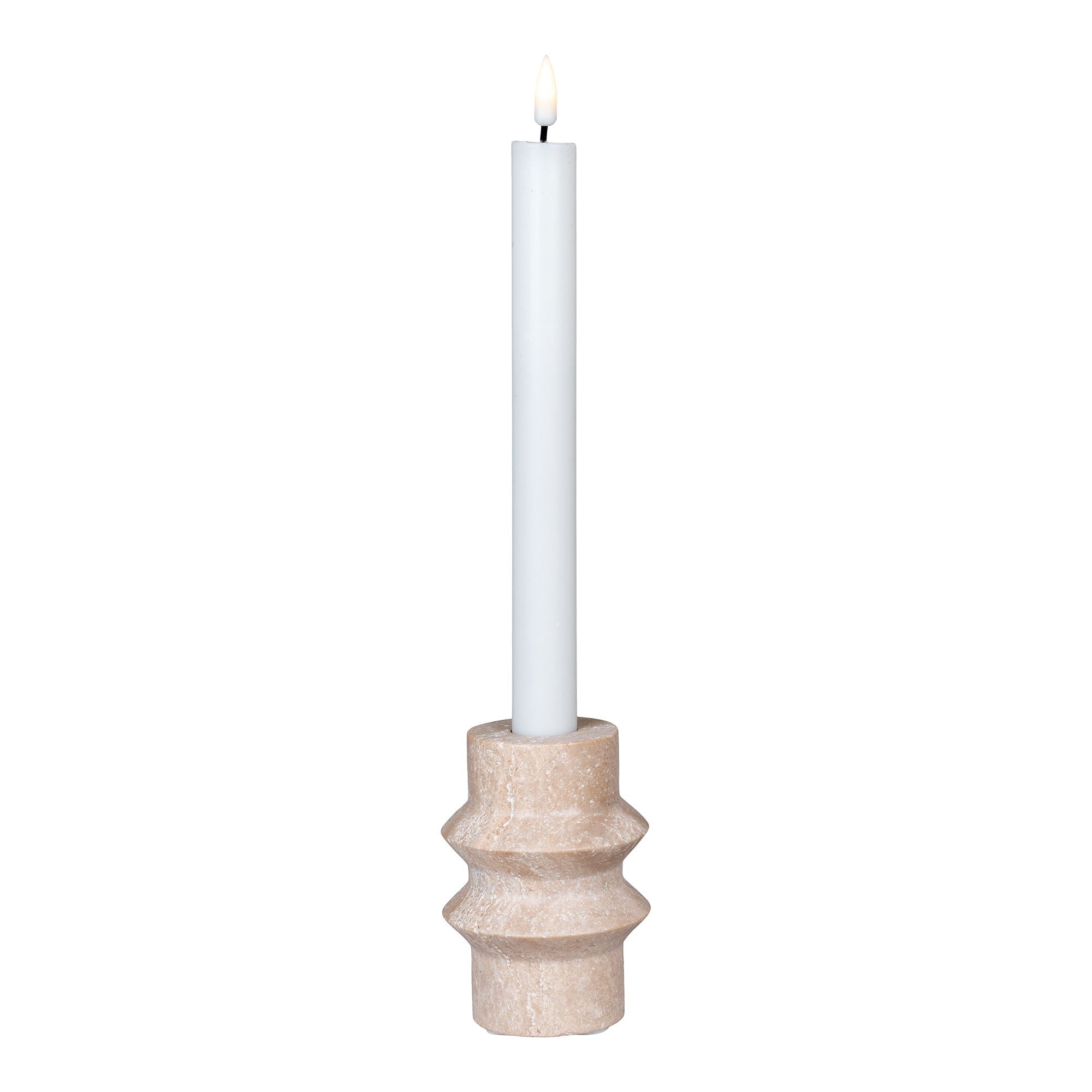 Candlestick - Candlestick, Travertine, Nature, Ø7X10 CM