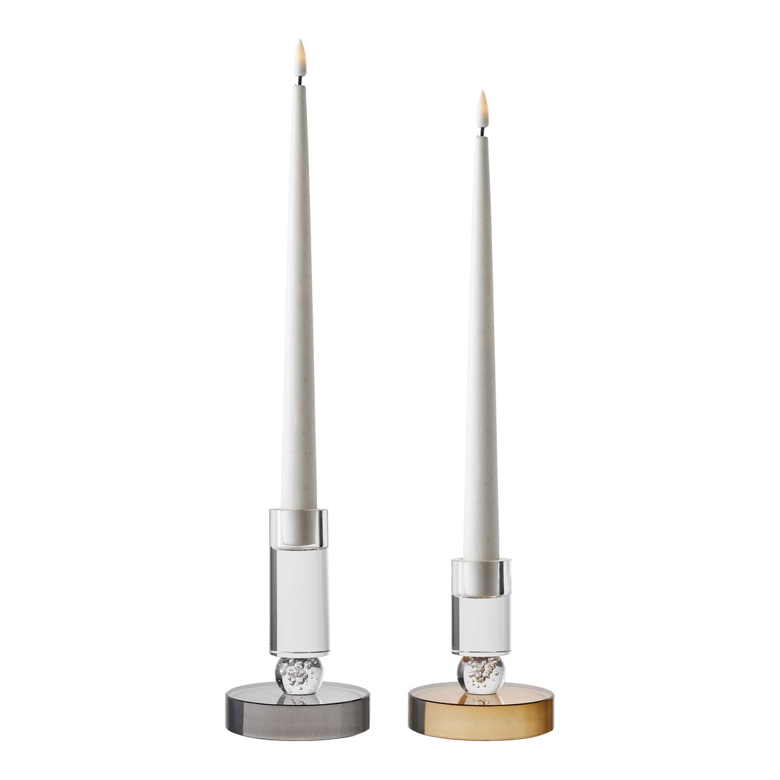 Lysestake - lysestake, glass, brun/hvit ø8.5x10 cm