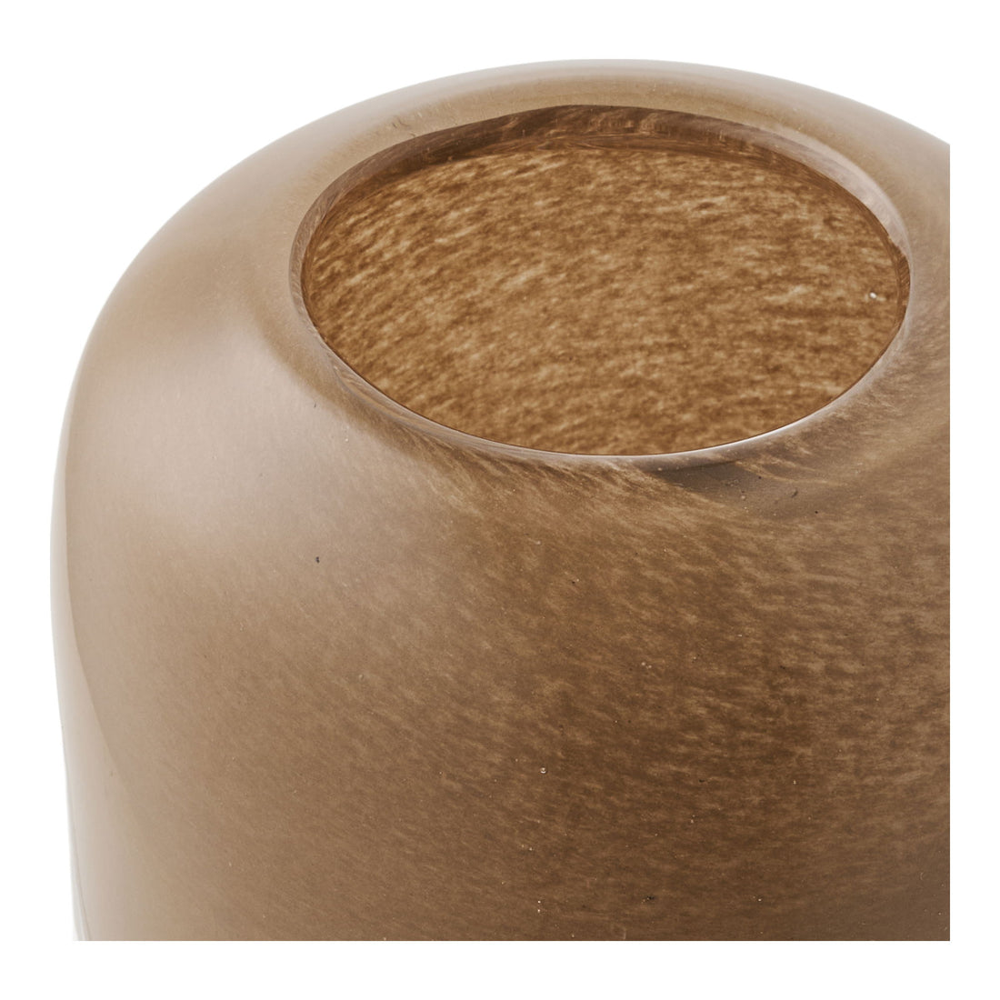 Lysestake - lysestake, munnblå glass, brunt ø8x7,5 cm