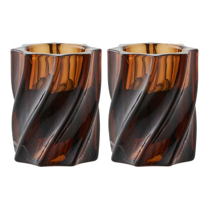 Lysestake - lysestake, glass, røkt brunt sett med 2