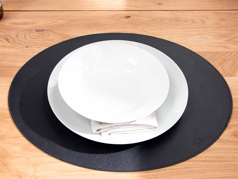 Oval deksel serviett // svart pu - myk