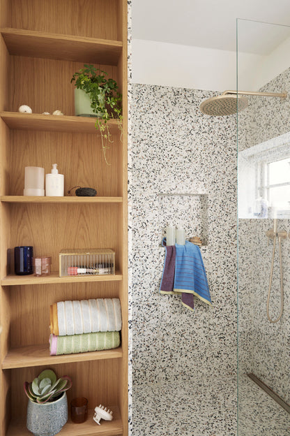 Hübsch promenade håndkle liten blå/sant