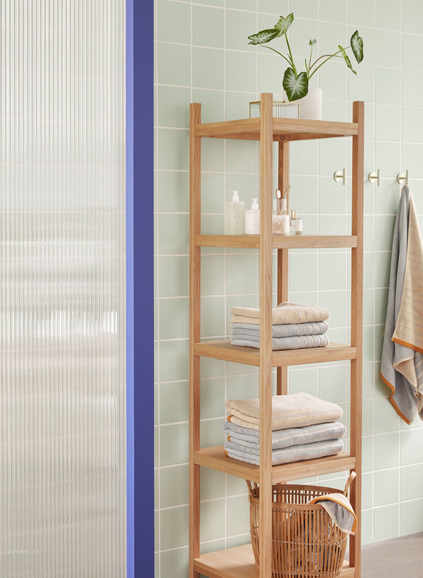 Hübsch promenade håndkle liten blå/sant