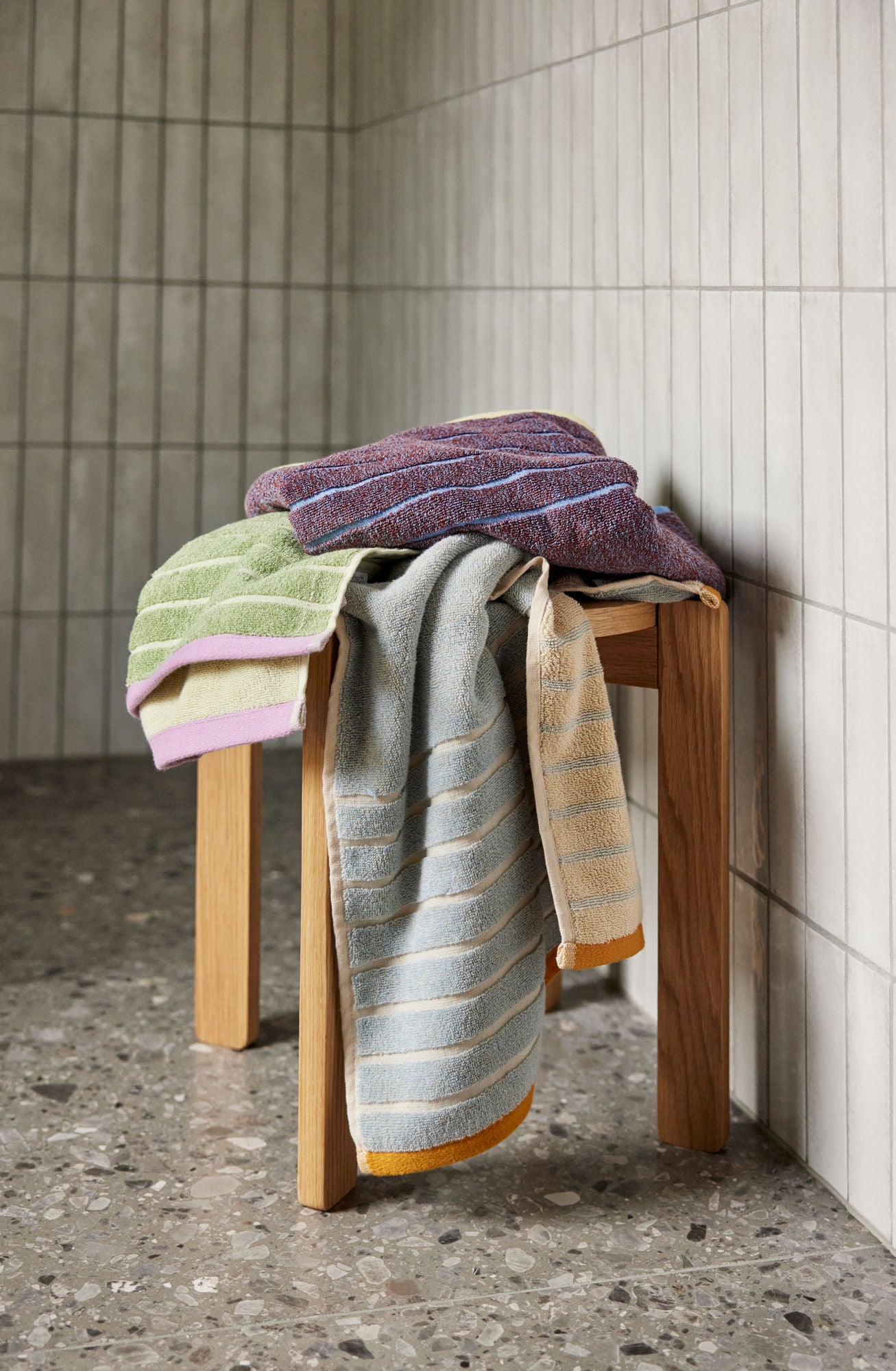 Hübsch promenade håndkle liten blå/sant