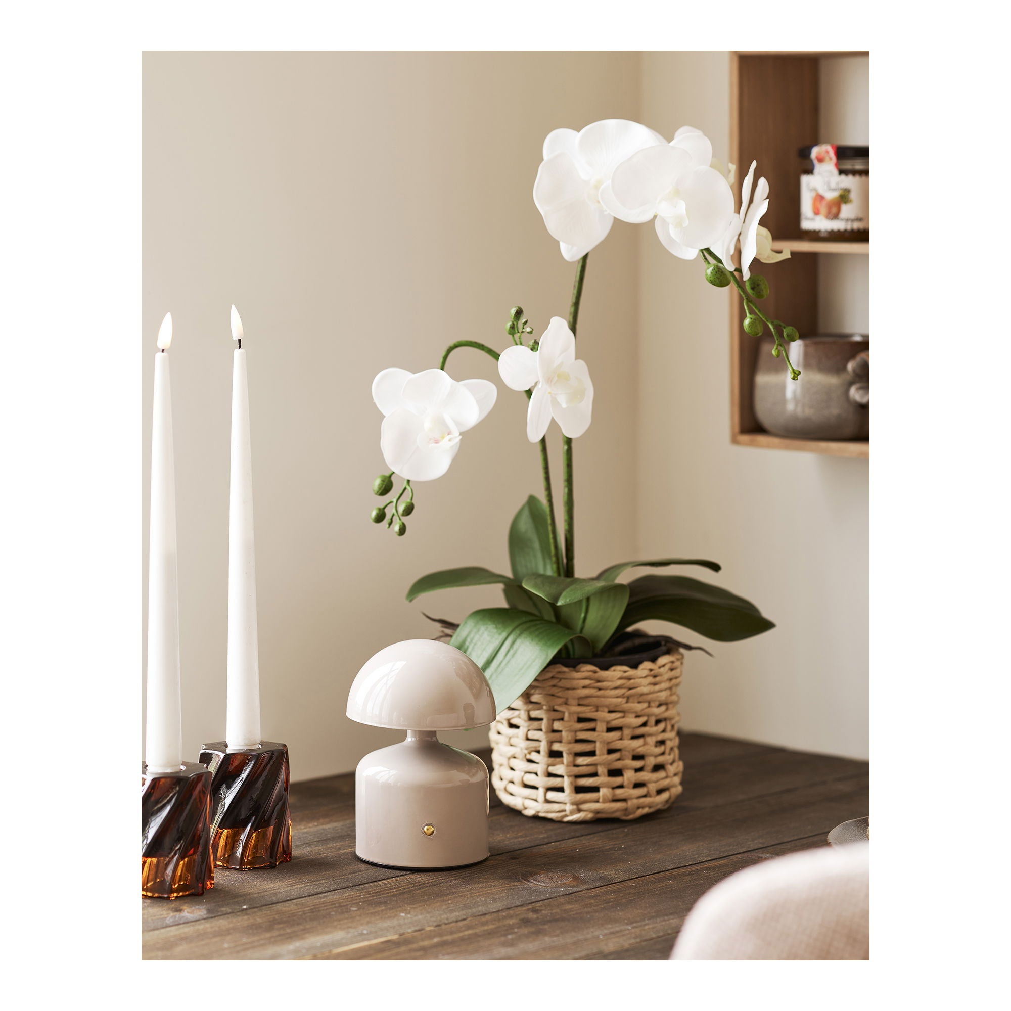 Aulla bordlampe - bordlampe, metall/plast, oppladbar, grå