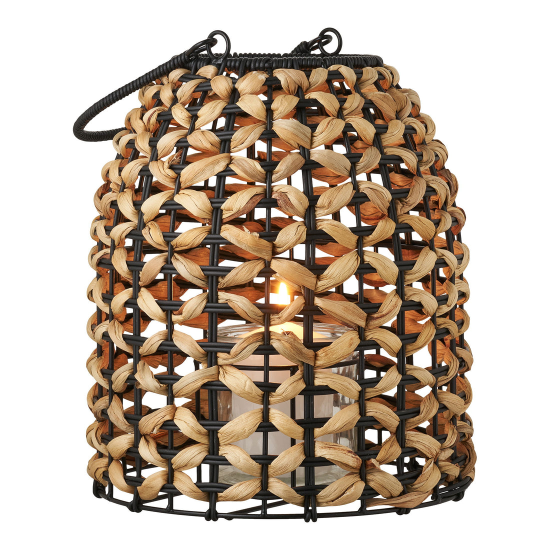 Pinto Lanterns - Lanterns, PE/Vandhyacinth, Glass, Nature/Black