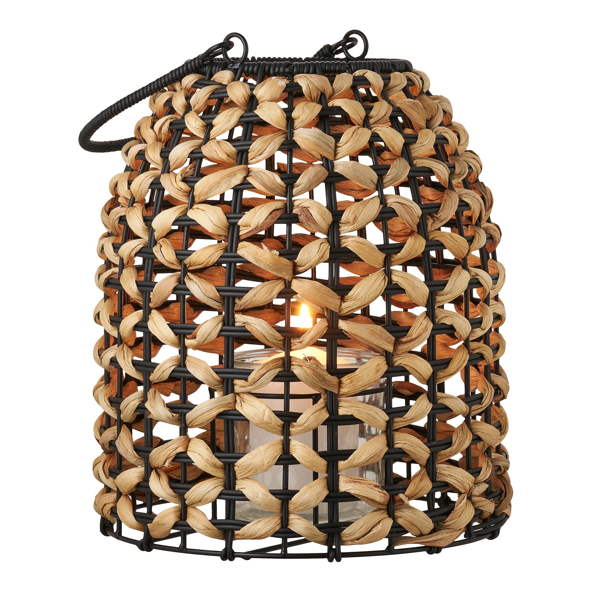 Pinto Lanterns - Lanterns, PE/Vandhyacinth, Glass, Nature/Black