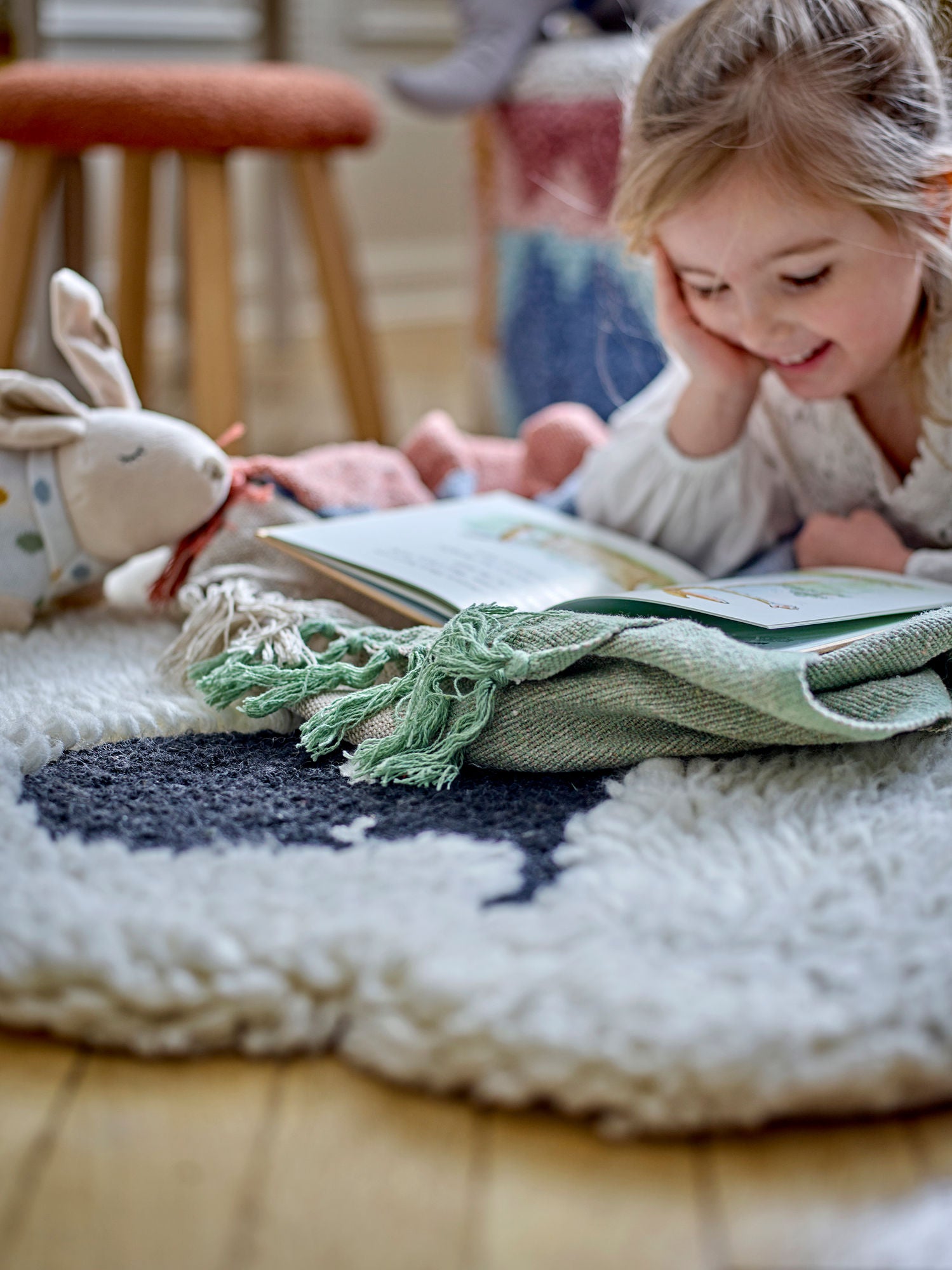 Bloomingville mini dolly teppe, hvitt, ull