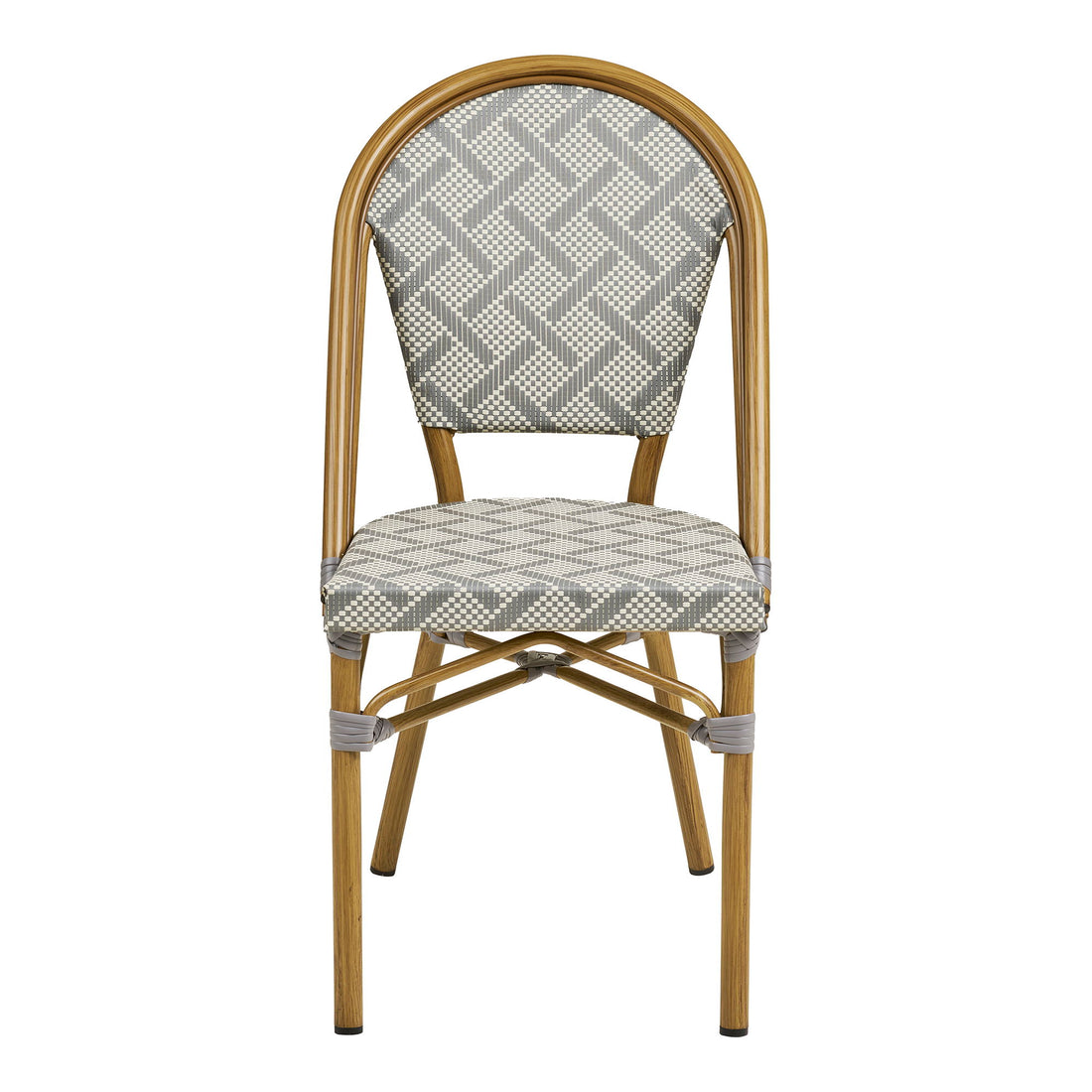 Lauria Dining Chair - Spisebordstol, aluminium/tekstiler, hvitt, grå, bambus utseende ben