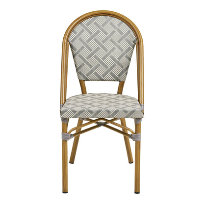 Lauria Dining Chair - Spisebordstol, aluminium/tekstiler, hvitt, grå, bambus utseende ben