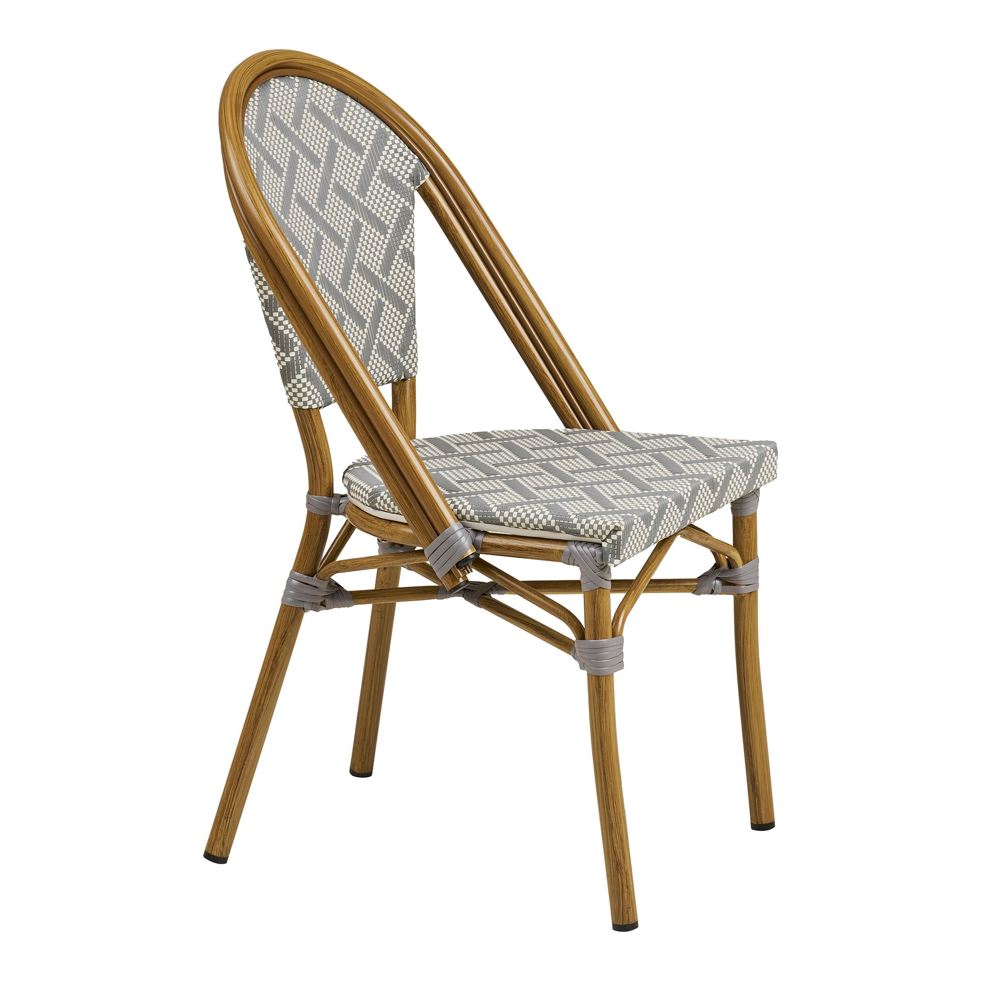 Lauria Dining Chair - Spisebordstol, aluminium/tekstiler, hvitt, grå, bambus utseende ben