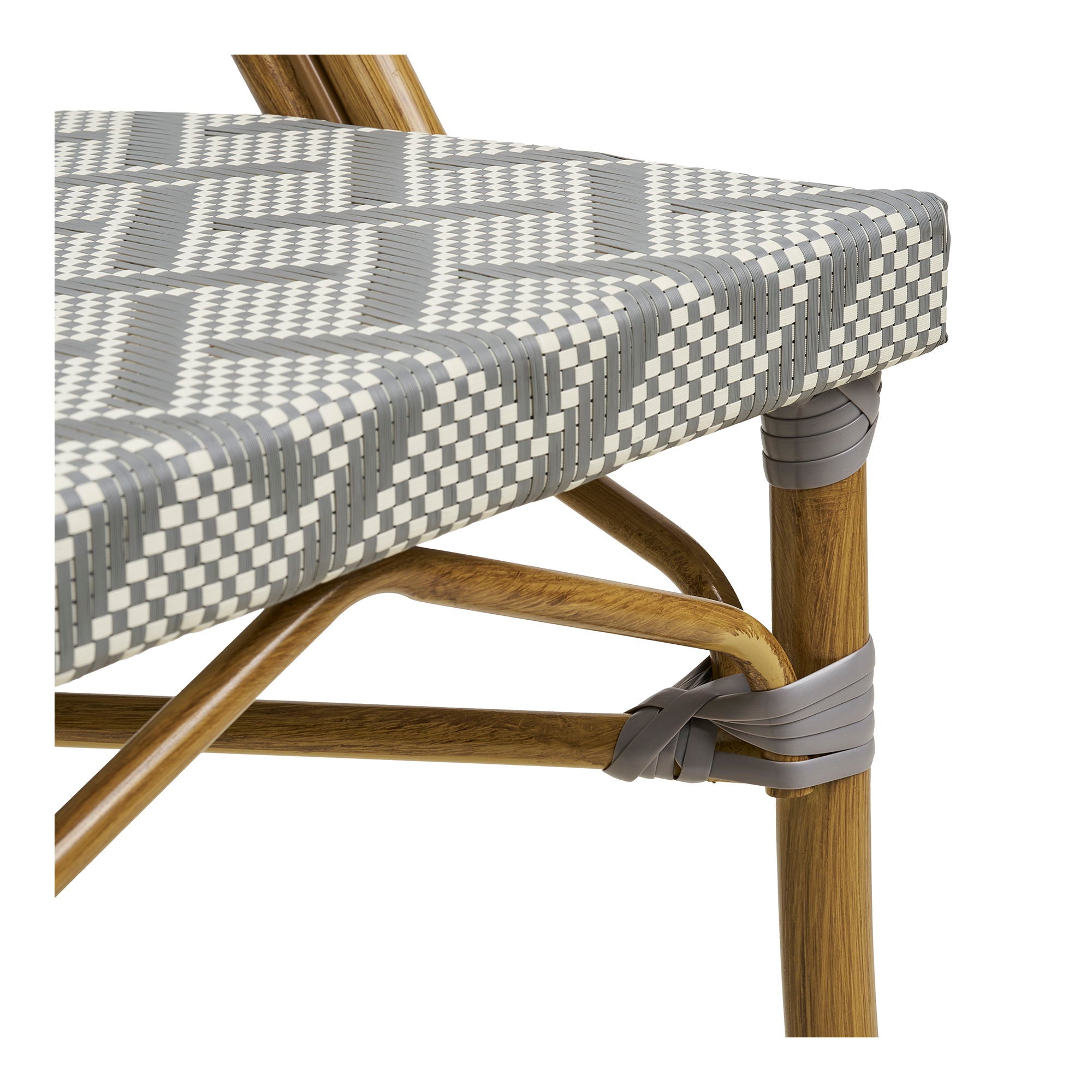 Lauria Dining Chair - Spisebordstol, aluminium/tekstiler, hvitt, grå, bambus utseende ben