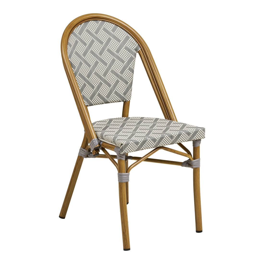 Lauria Dining Chair - Spisebordstol, aluminium/tekstiler, hvitt, grå, bambus utseende ben