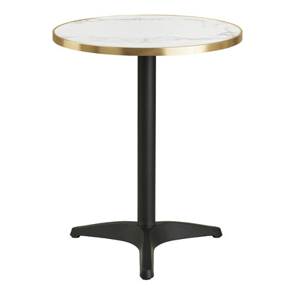 Kafébord - Kafébord, benkeplate i marmor, hvitt med gullkant, svarte ben, aluminium Ø60x73 cm