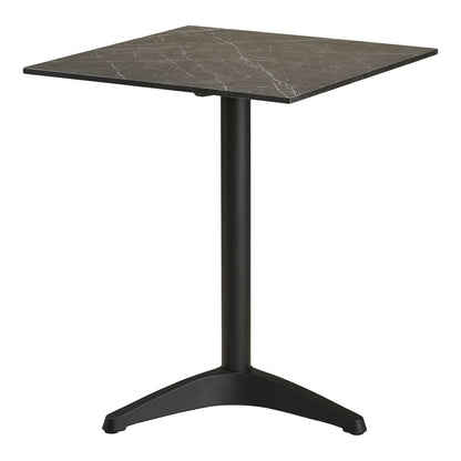 Kafébord - Kafébord, benkeplate i marmor, mørkegrå, svarte ben, aluminium 60x60x73 cm