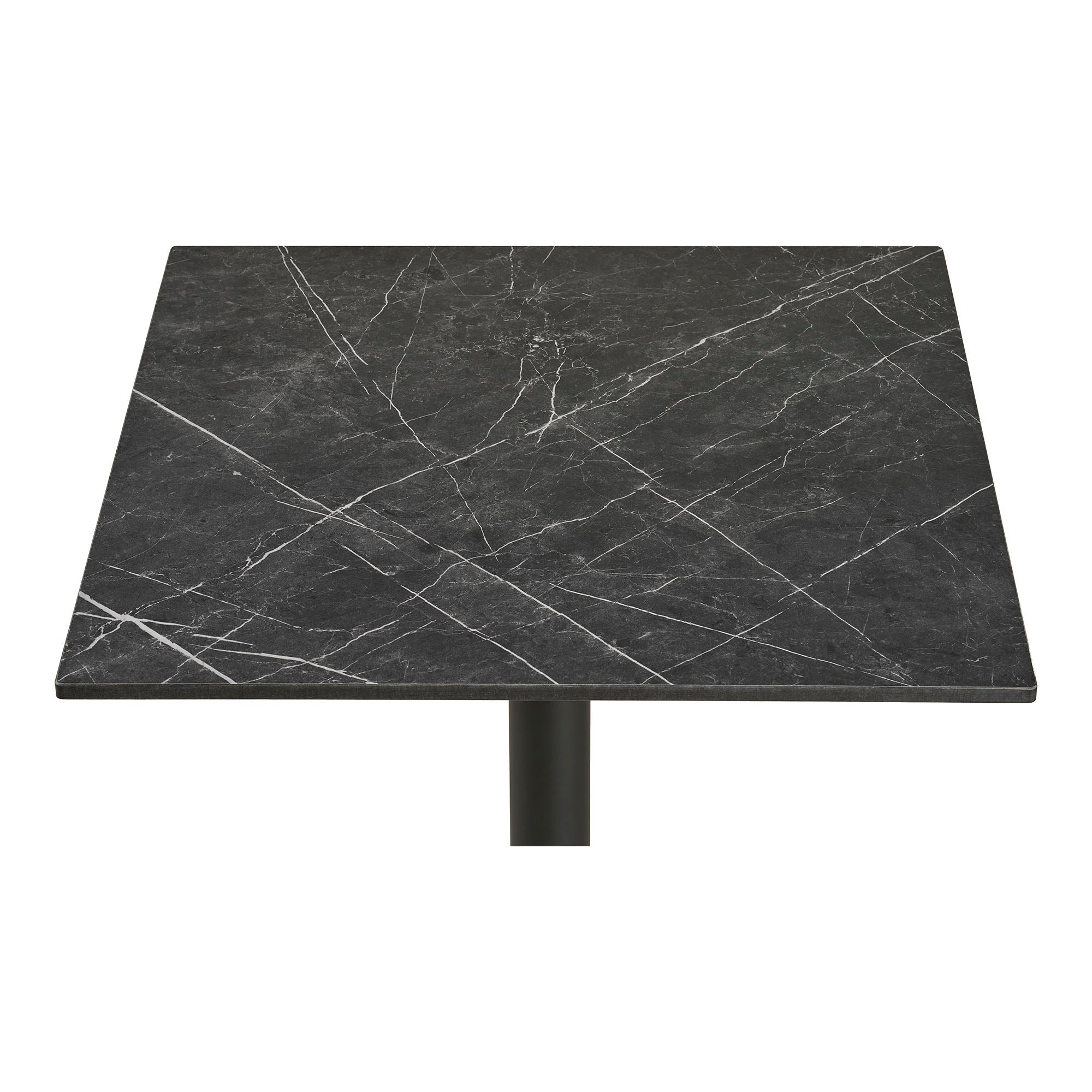 Kafébord - Kafébord, benkeplate i marmor, mørkegrå, svarte ben, aluminium 60x60x73 cm