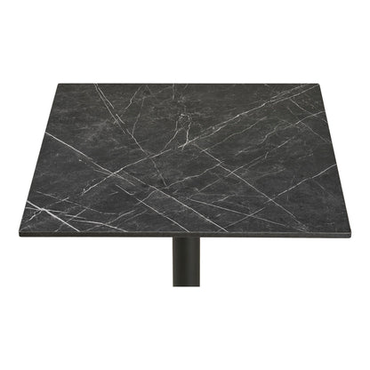 Kafébord - Kafébord, benkeplate i marmor, mørkegrå, svarte ben, aluminium 60x60x73 cm