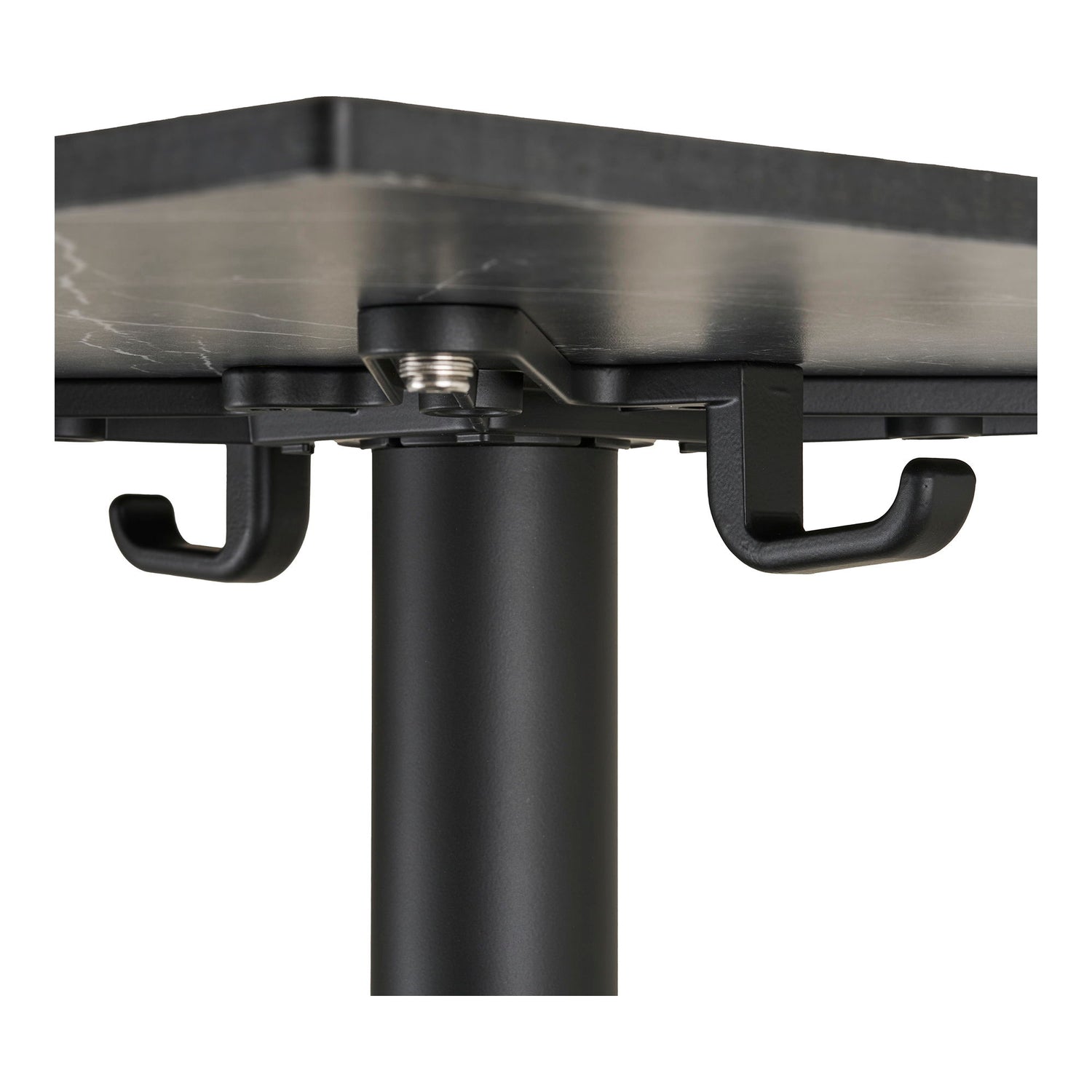 Kafébord - Kafébord, benkeplate i marmor, mørkegrå, svarte ben, aluminium 60x60x73 cm