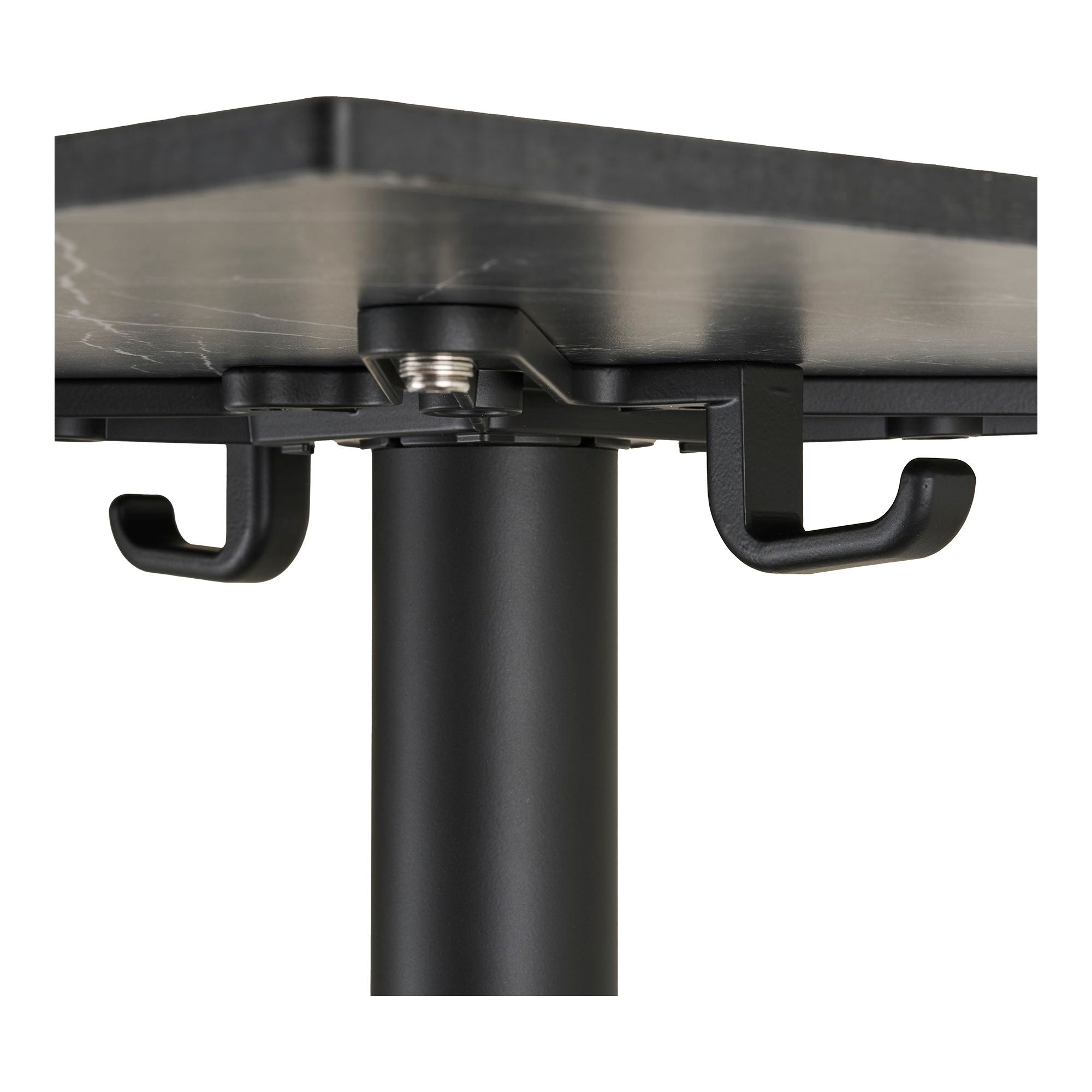 Kafébord - Kafébord, benkeplate i marmor, mørkegrå, svarte ben, aluminium 60x60x73 cm