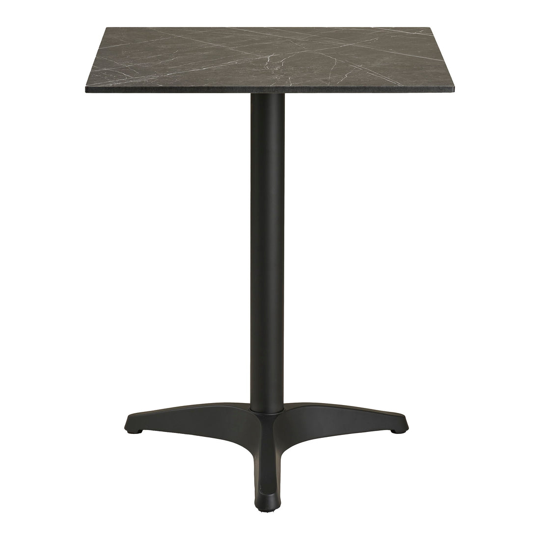 Kafébord - Kafébord, benkeplate i marmor, mørkegrå, svarte ben, aluminium 60x60x73 cm
