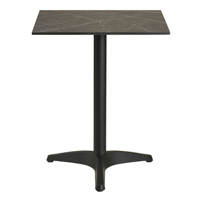 Kafébord - Kafébord, benkeplate i marmor, mørkegrå, svarte ben, aluminium 60x60x73 cm