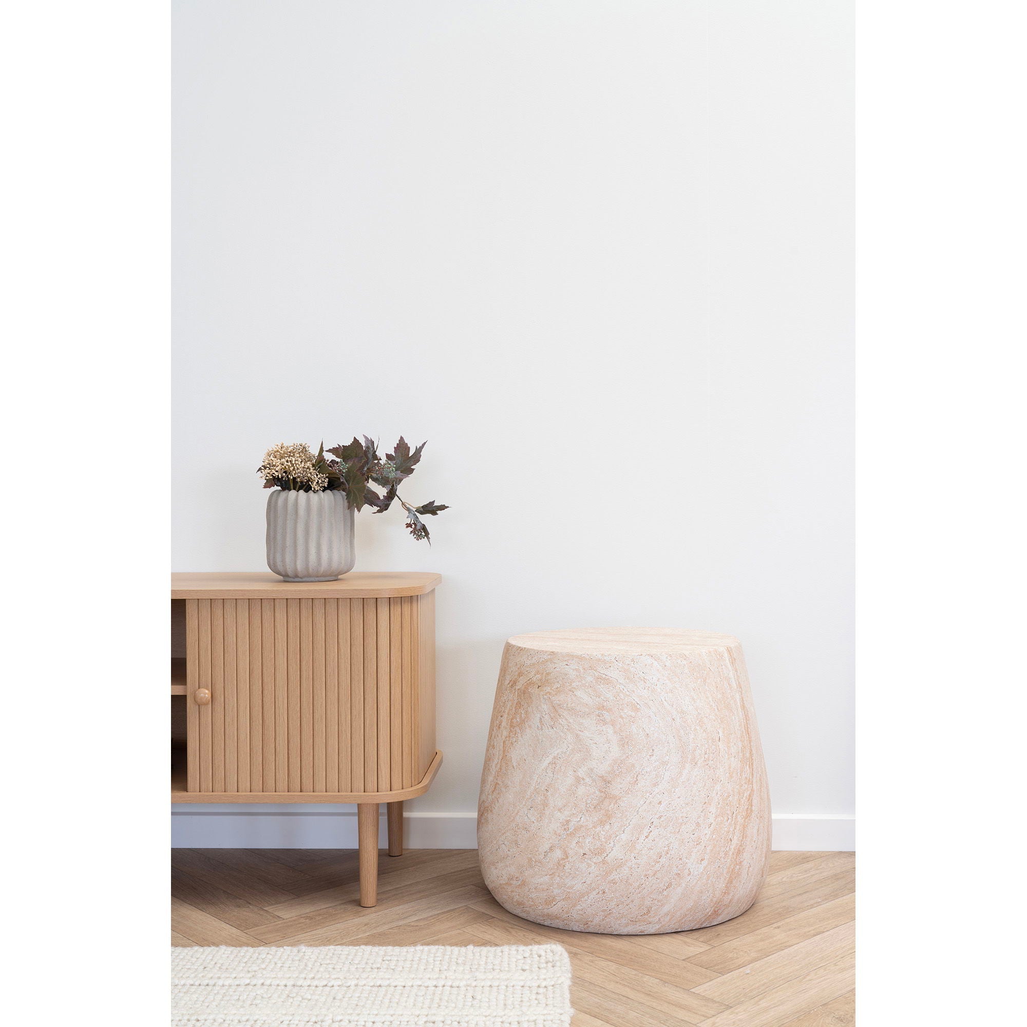Sidebord, fiberleire, natur&lt;br&gt;Ø47.5x41 cm