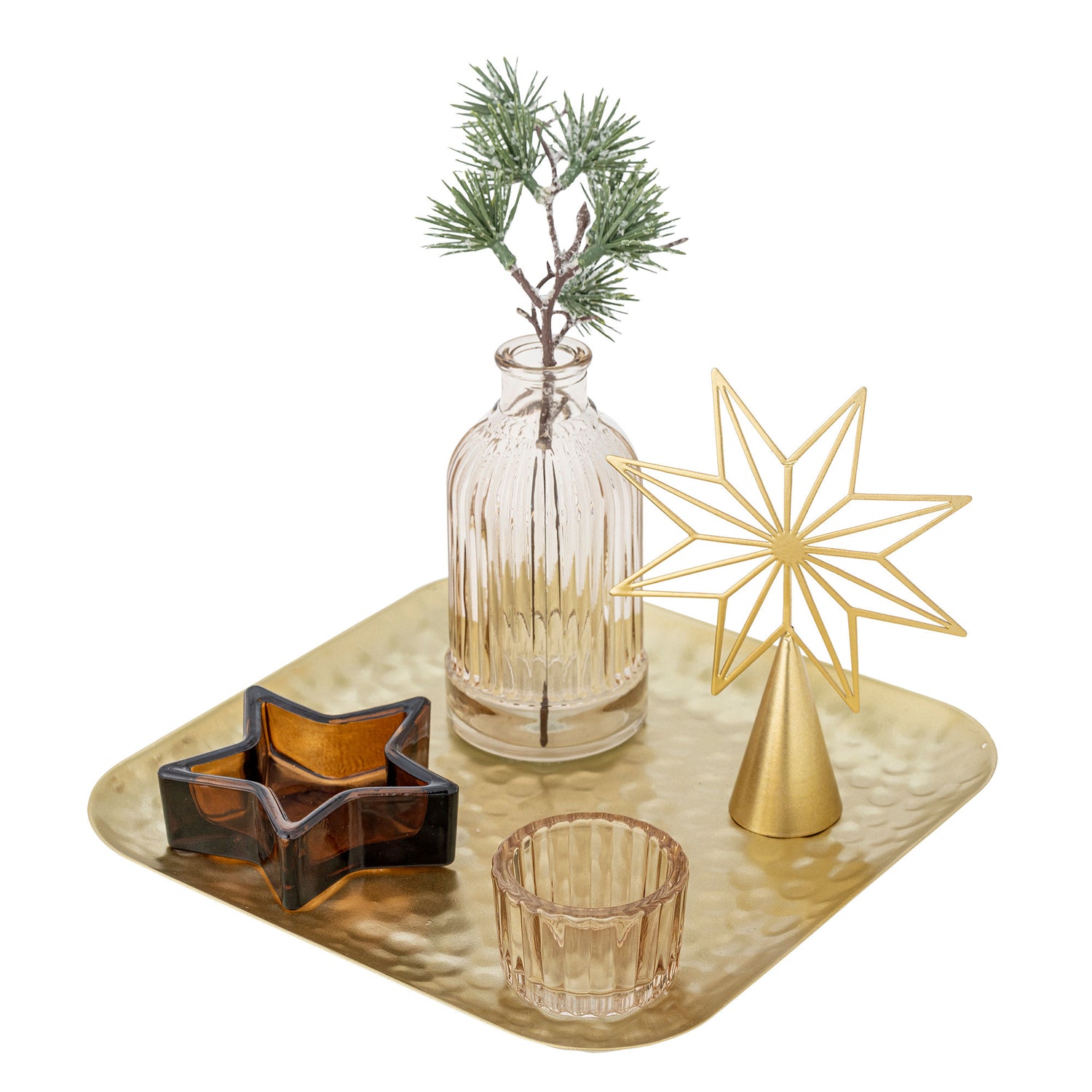 Bloomingville Sanga Tray m/furu skjebne, gull, glass
