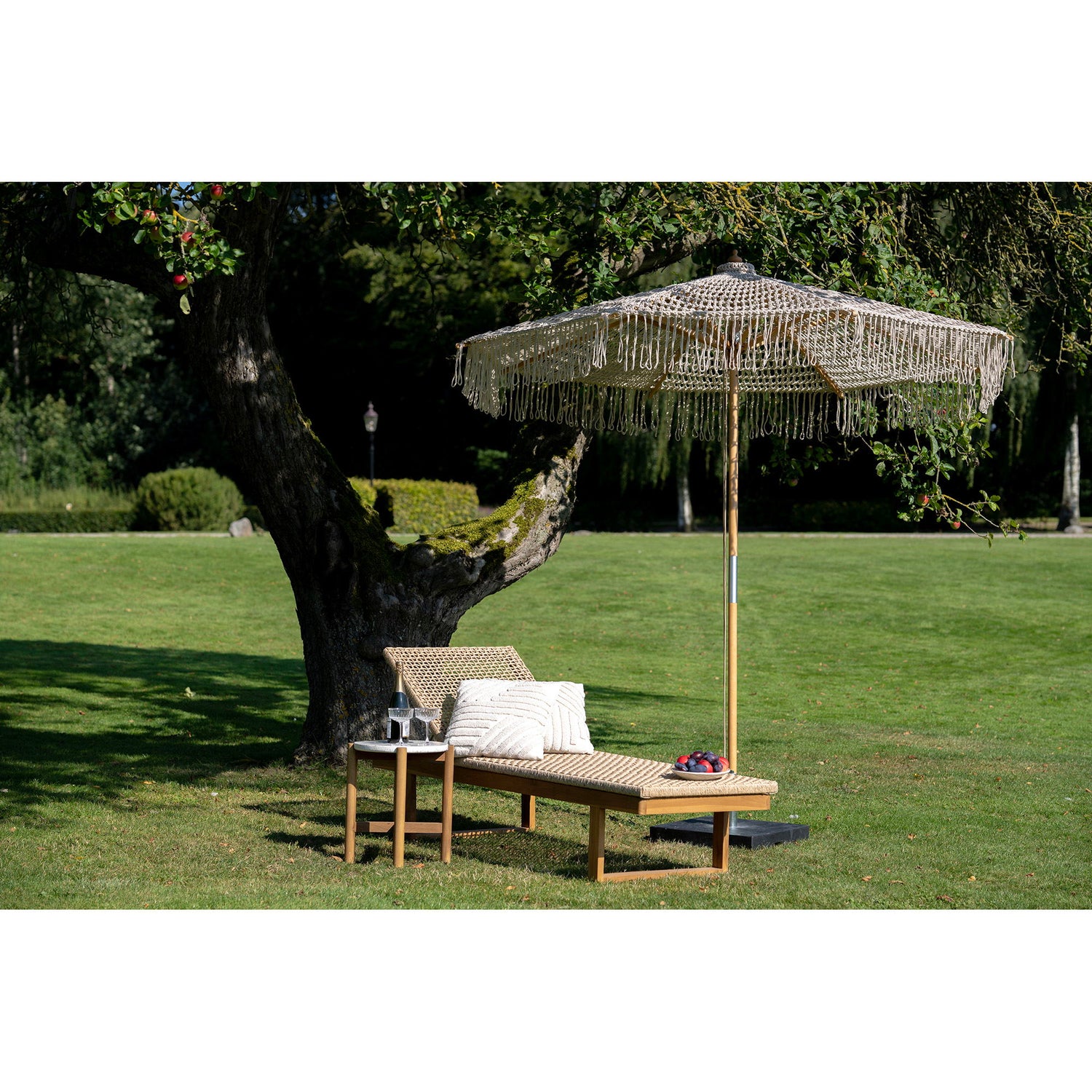 Parasol, bomull, tretone, beige&lt;br&gt;Ø250 cm