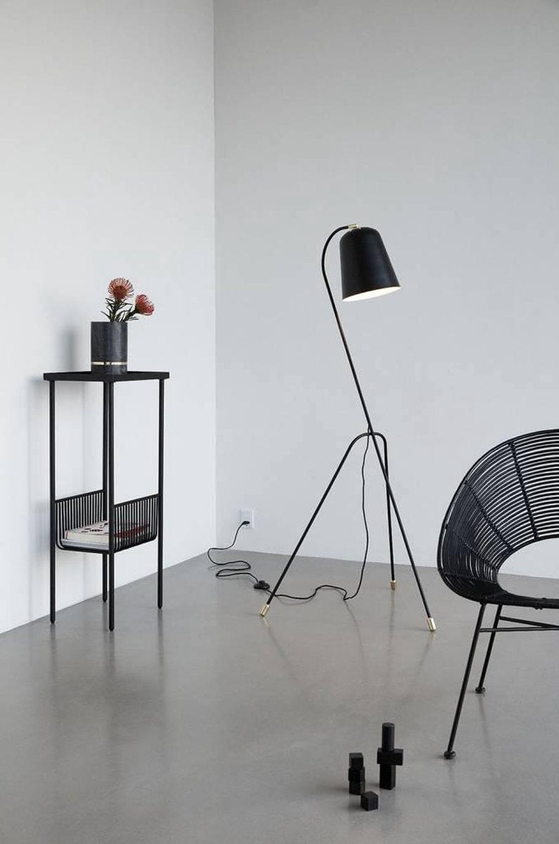 Hübsch gulvlampe - 55 x 55 cm x H156 cm - svart og messing