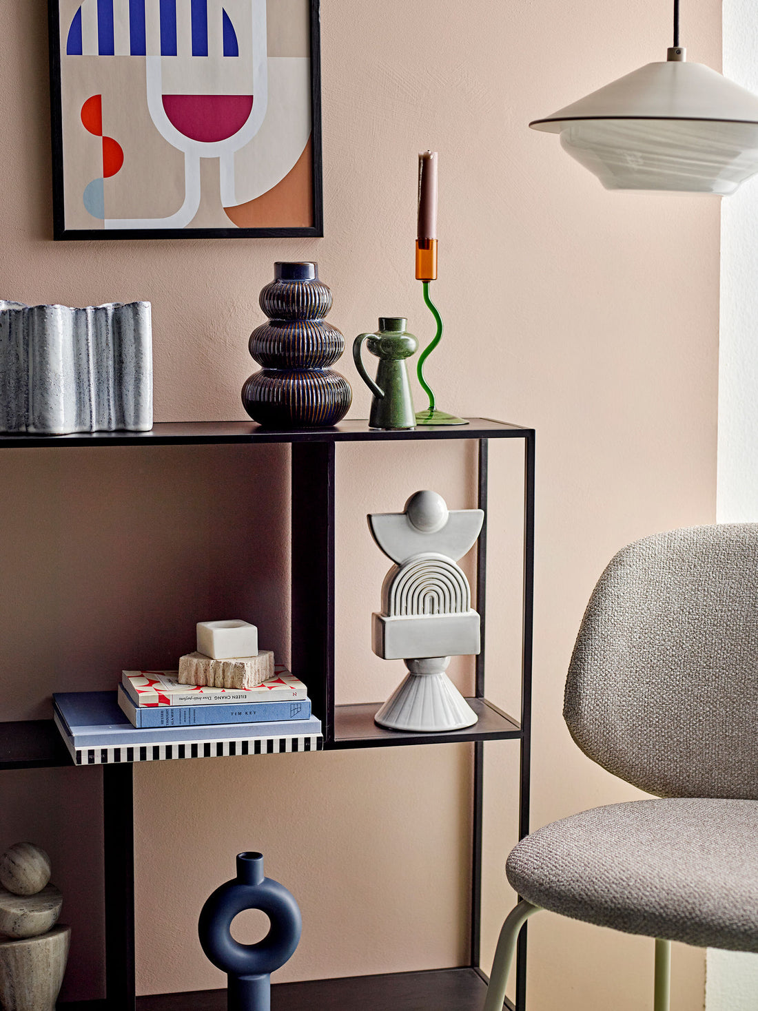 Bloomingville vinillustrasjon med ramme, svart, fyr