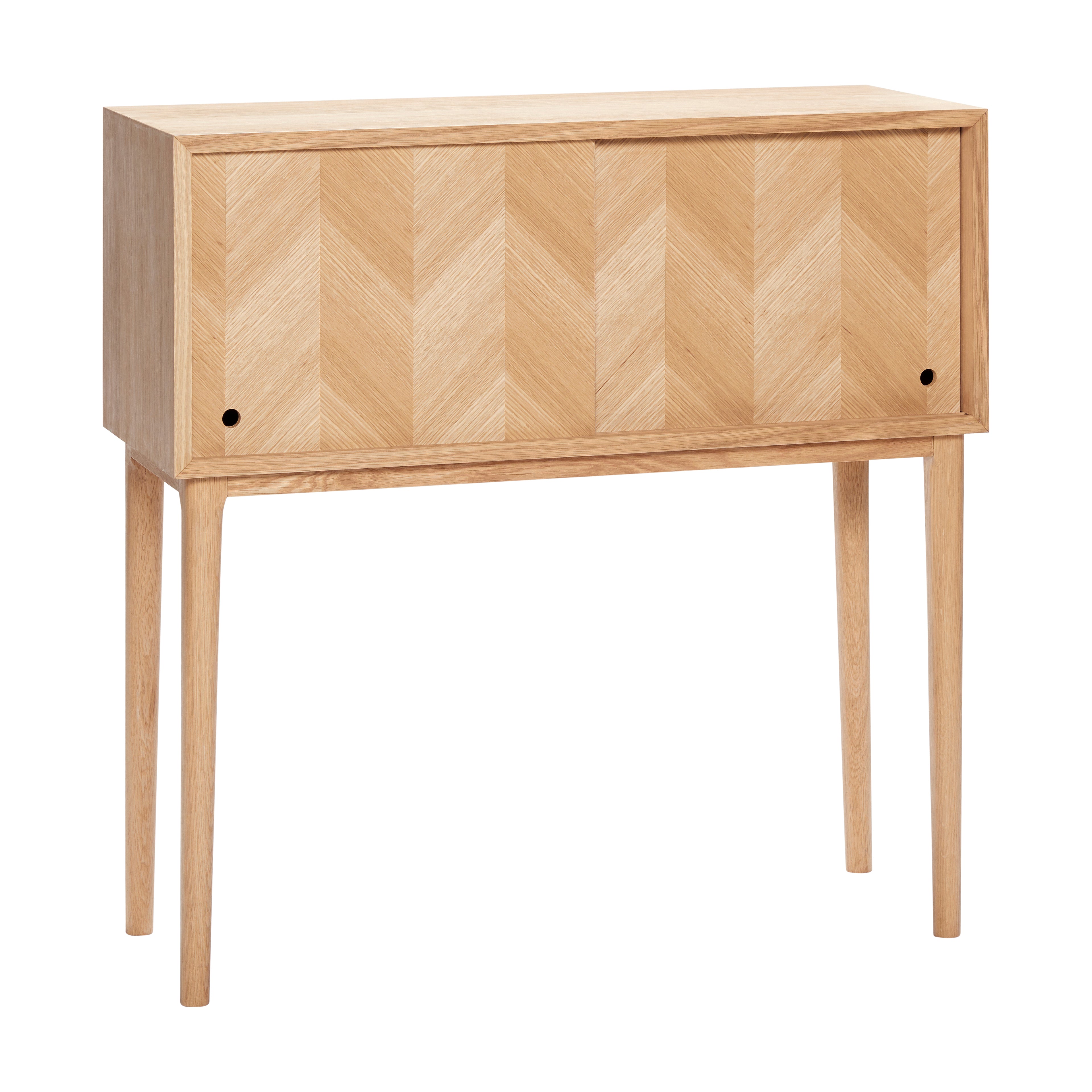 Herringbone Console Table Sliding Doors Nature - 90x35xh90cm