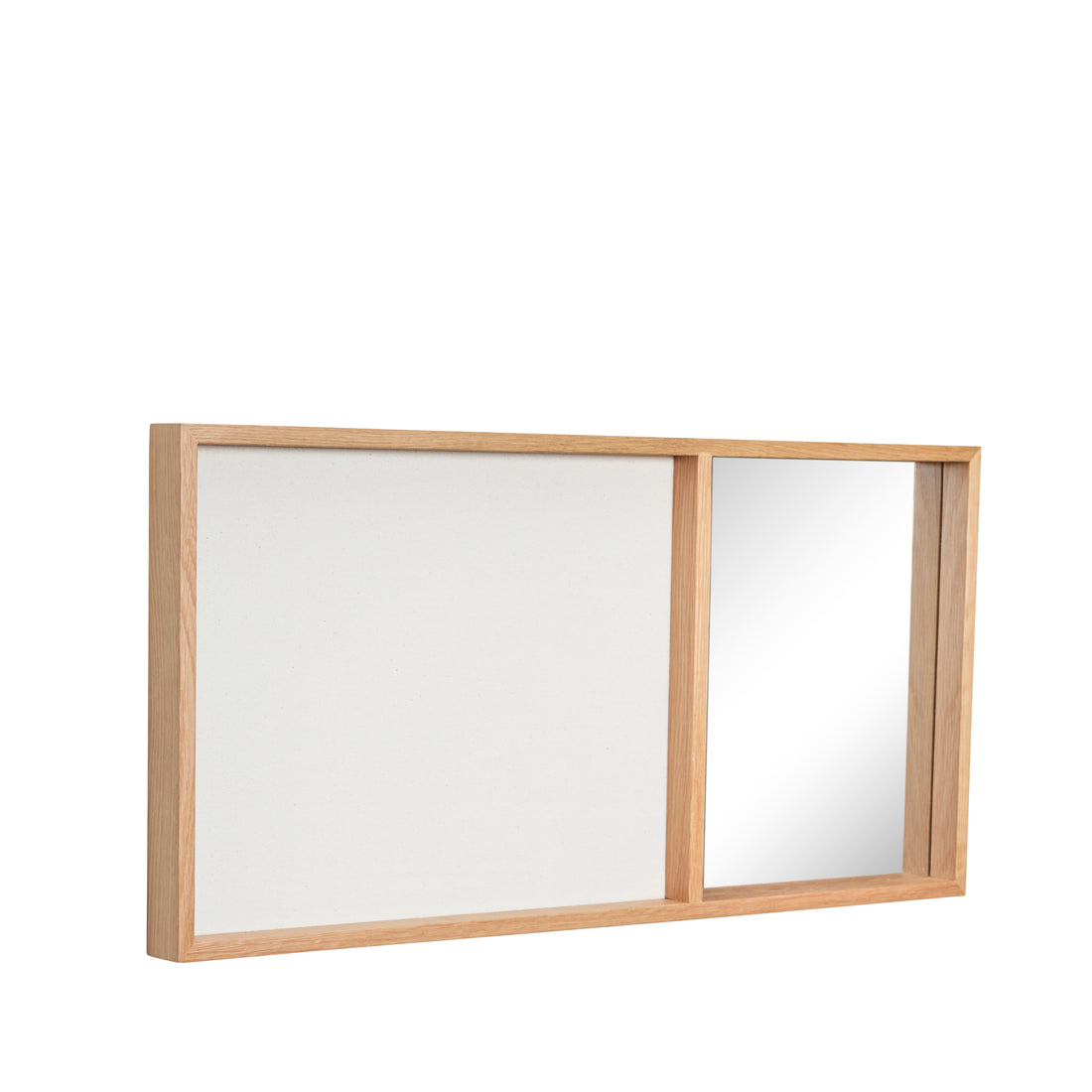 Hübsch - Termination Board m/speil, lerret/glass/eik, FSC, beige/natur - 80x5xh40cm