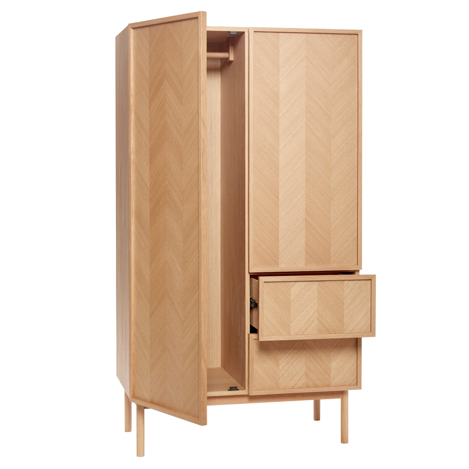 Herringbone garderobe stor natur - 100x52x180cm