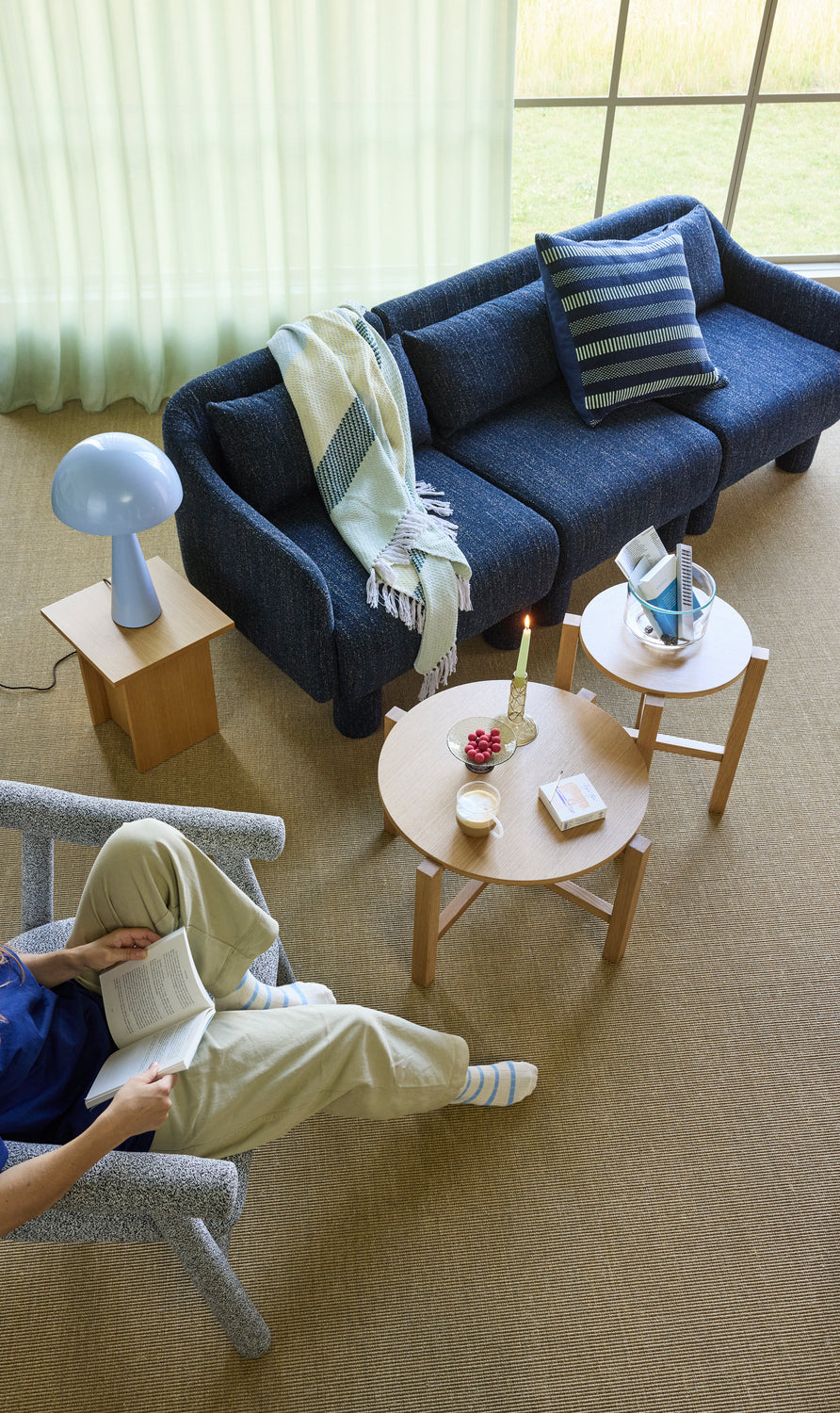 Fire salongbord naturlig (sett med 2) - ø68xh42cm, ø48xh55cm