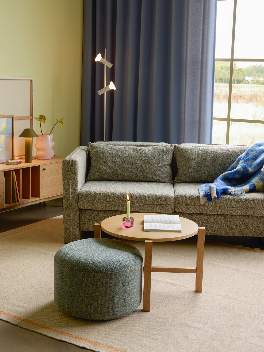 Fire salongbord naturlig (sett med 2) - ø68xh42cm, ø48xh55cm