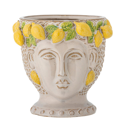 Kreativ samling limone urte potte hjules, gult, steingods