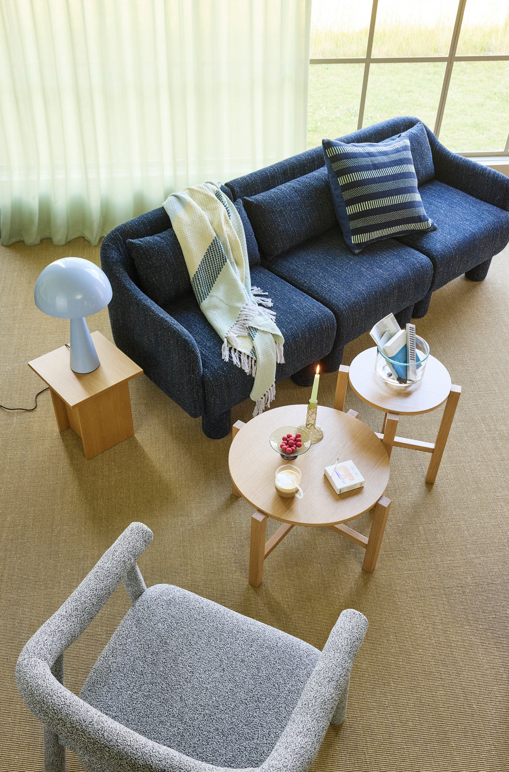 Mush Bordlampe Høy Isblå - ø30xh50cm