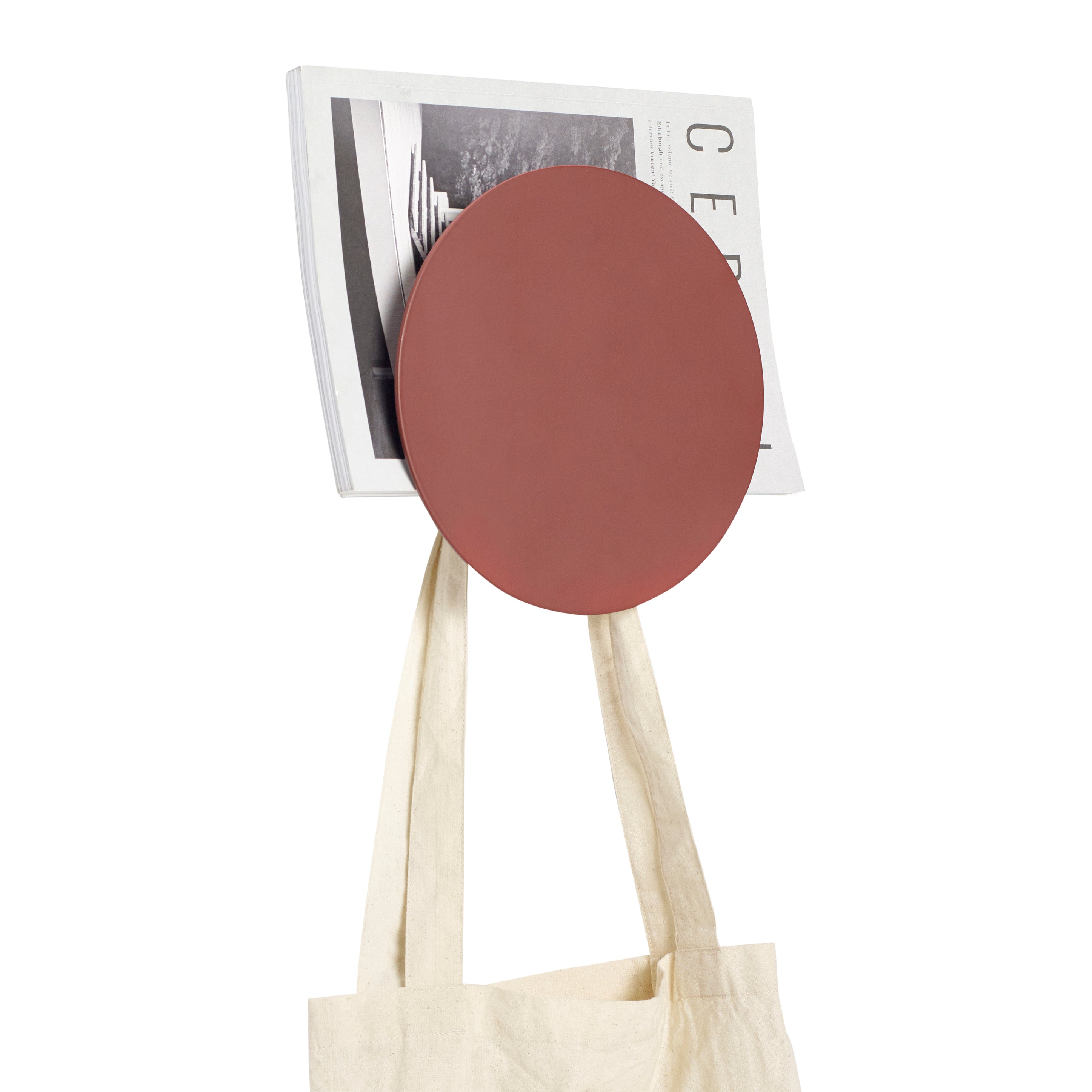 Dobbel magasinholder med krok Rød - ø22x8cm