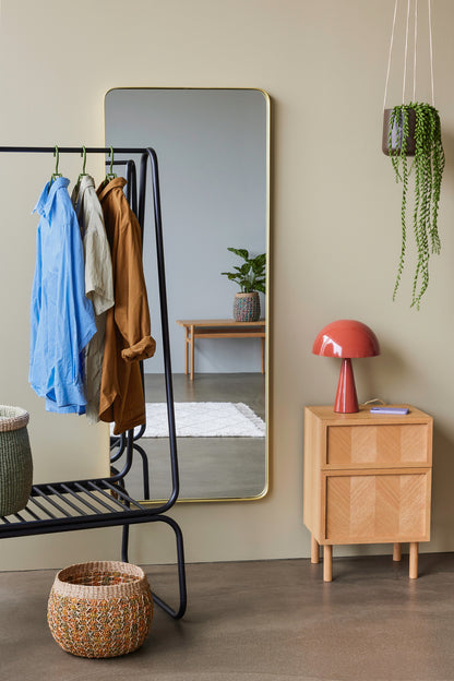 Retro Veggspeil Stort Messing Farge - 60x4xh152cm