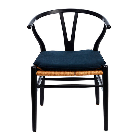 Pute til Hans J. Wegner Y -Acha Ch24 I - Svart stoffpolstring