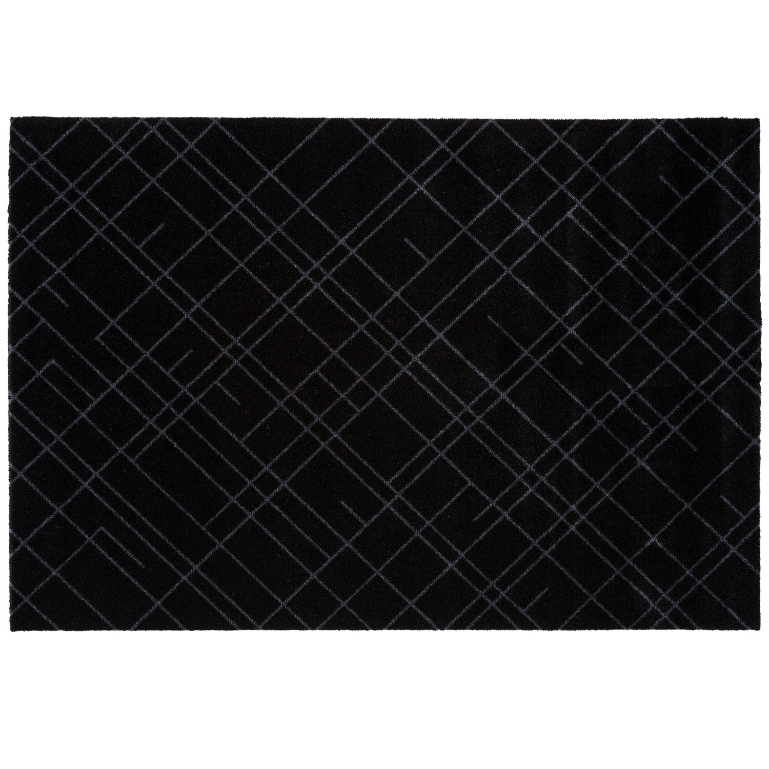 Gulvmatte 90 x 130 cm - linjer/svart grå