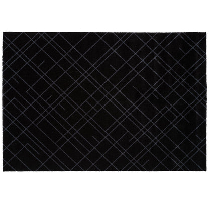 Gulvmatte 90 x 130 cm - linjer/svart grå