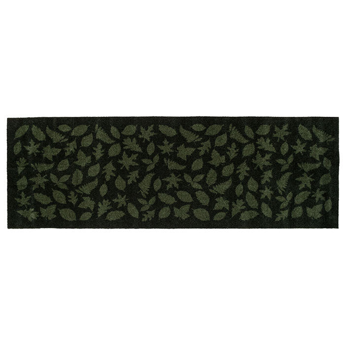Gulvmatte 67 x 200 cm - Blader/mørkegrønn