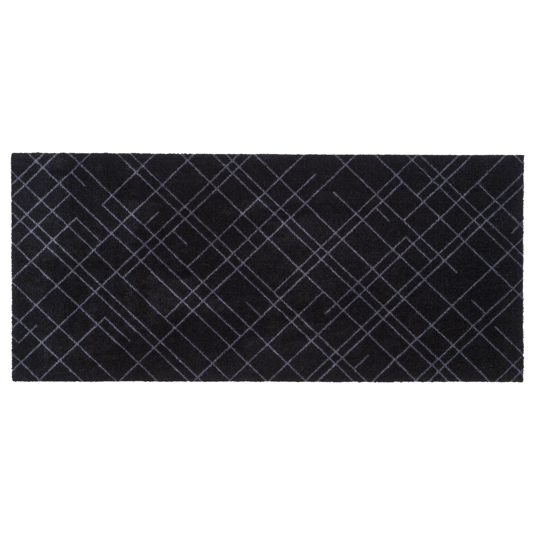 Gulvmatte 67 x 150 cm - linjer/svart grå